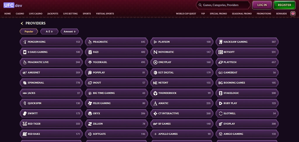 DicePalace Casino Game Providers