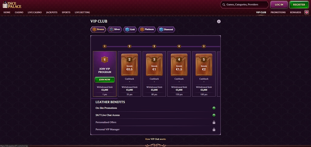 DicePalace Casino VIP Club