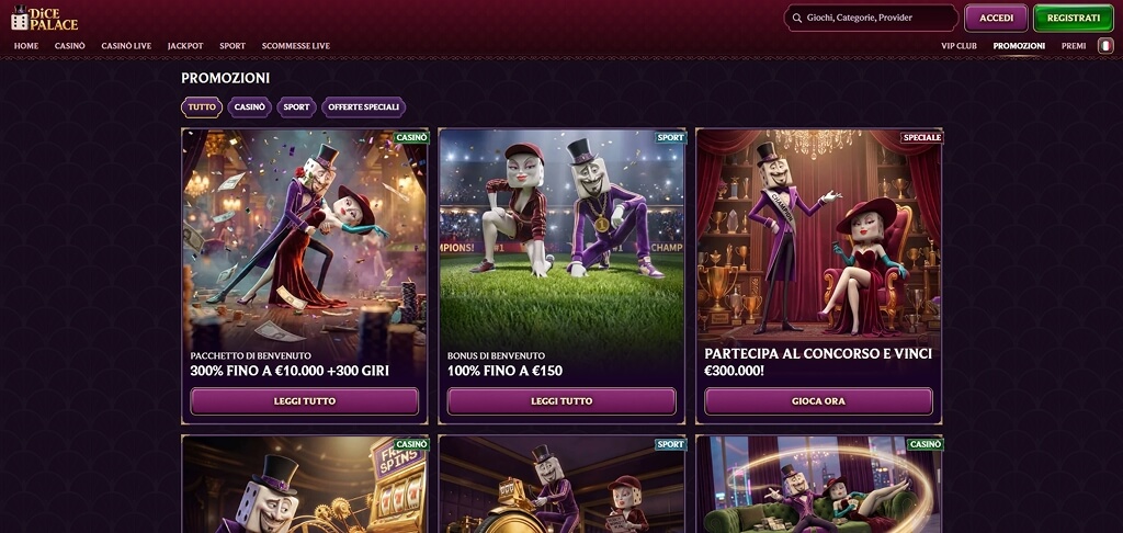 DicePalace Casinò Offerte speciali